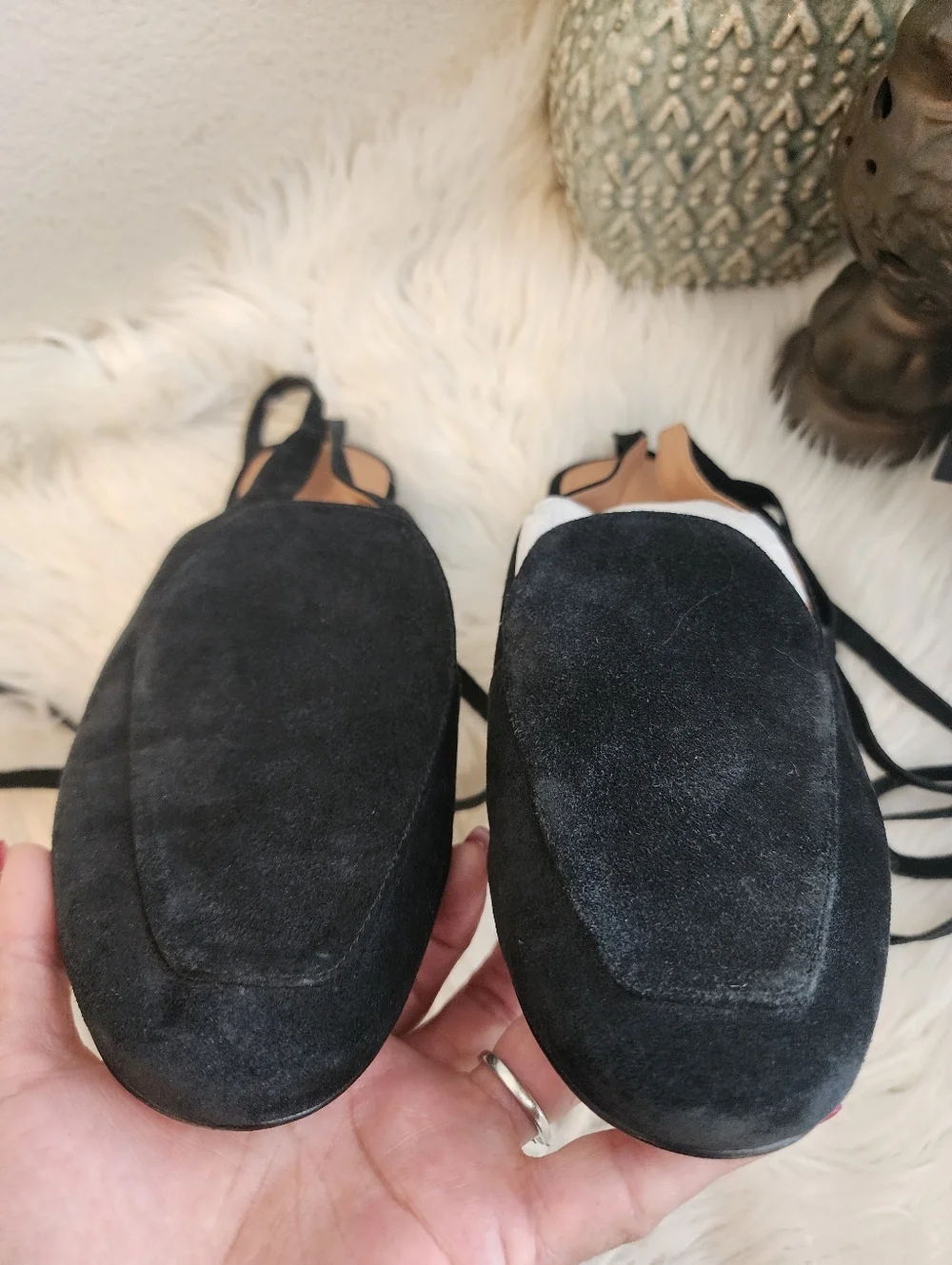 SIGERSON MORRISON LACE UP SUEDE LEATHER SQUARE TOE BLACK SHOES NWOT SIZE 7.5